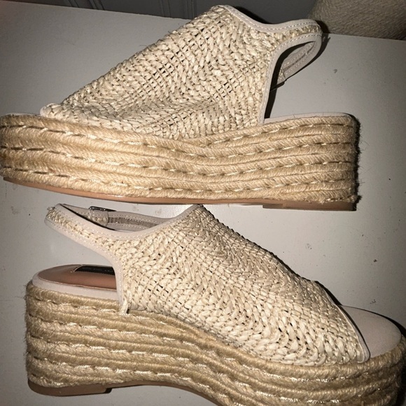 Seven7 Cream Wedges with Woven Slingback - Picture 5 of 6